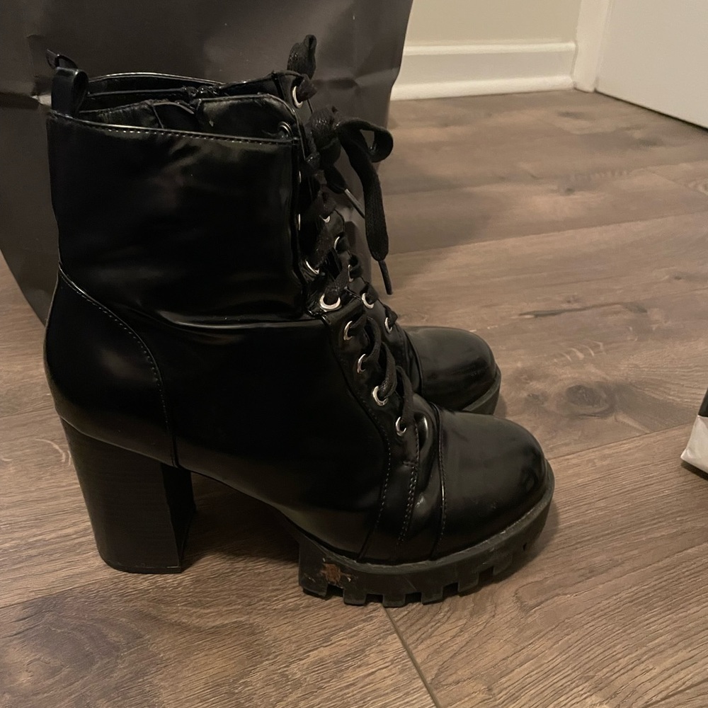 Patent Leather Heeled Boots